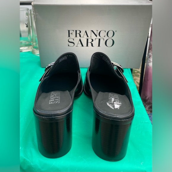 Franco Sarto Woman's Y2K Black Square Toe Block Heel Mules Size 11 No box - Picture 4 of 5